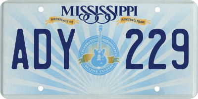 MS license plate ADY229