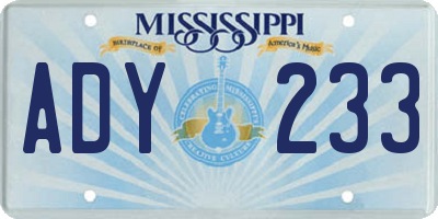 MS license plate ADY233