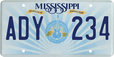 MS license plate ADY234
