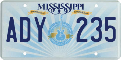 MS license plate ADY235