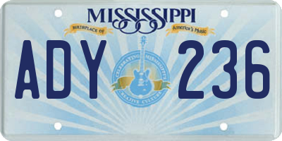 MS license plate ADY236