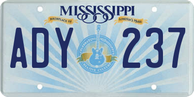 MS license plate ADY237