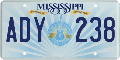MS license plate ADY238