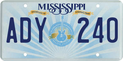 MS license plate ADY240