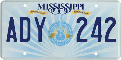 MS license plate ADY242