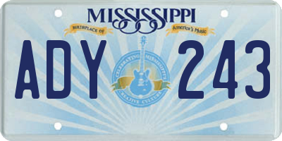 MS license plate ADY243