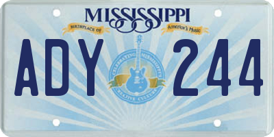 MS license plate ADY244