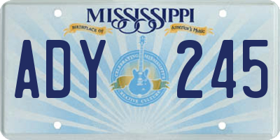 MS license plate ADY245