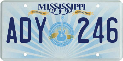 MS license plate ADY246