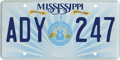 MS license plate ADY247