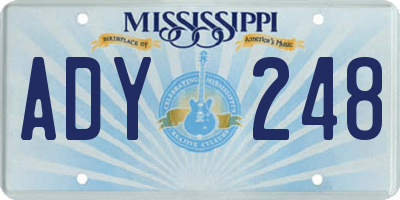 MS license plate ADY248