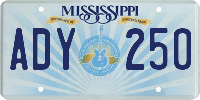 MS license plate ADY250