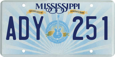 MS license plate ADY251