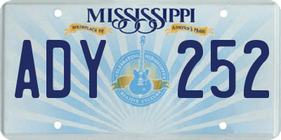 MS license plate ADY252