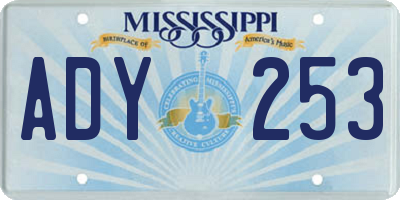 MS license plate ADY253