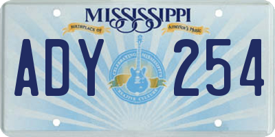 MS license plate ADY254