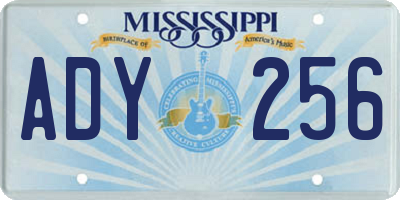 MS license plate ADY256