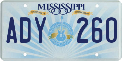 MS license plate ADY260