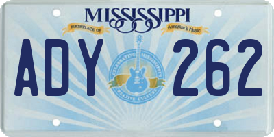 MS license plate ADY262