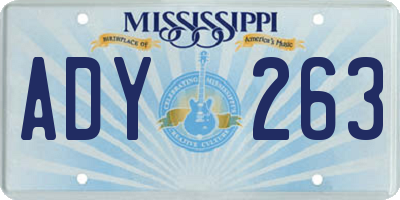 MS license plate ADY263