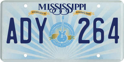 MS license plate ADY264