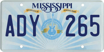 MS license plate ADY265