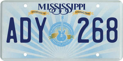 MS license plate ADY268