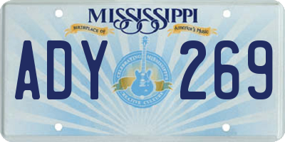 MS license plate ADY269