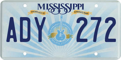 MS license plate ADY272