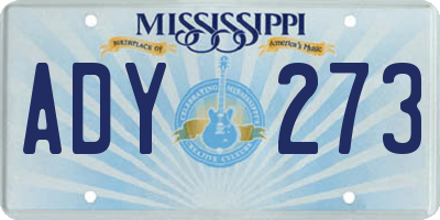 MS license plate ADY273