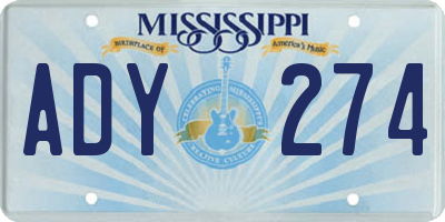 MS license plate ADY274