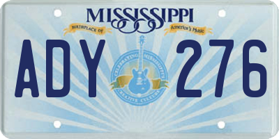 MS license plate ADY276