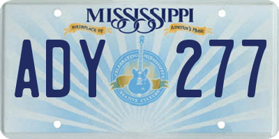 MS license plate ADY277