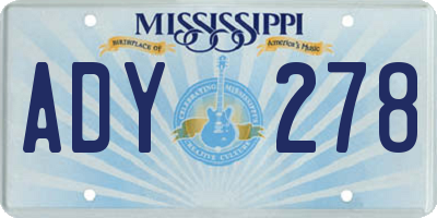 MS license plate ADY278