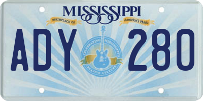 MS license plate ADY280