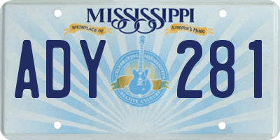 MS license plate ADY281