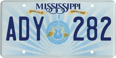 MS license plate ADY282