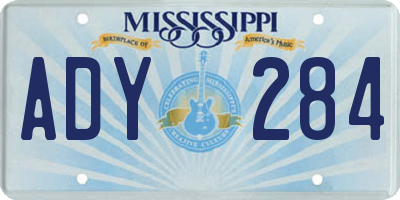 MS license plate ADY284