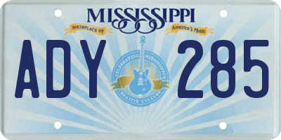 MS license plate ADY285