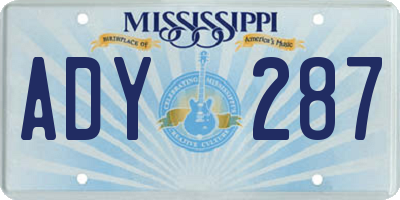MS license plate ADY287