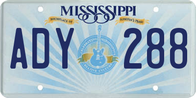 MS license plate ADY288
