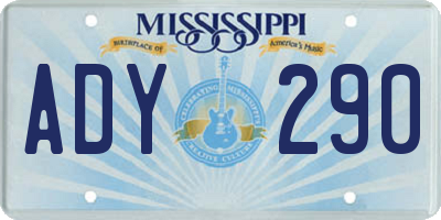 MS license plate ADY290