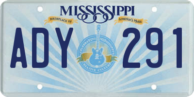 MS license plate ADY291