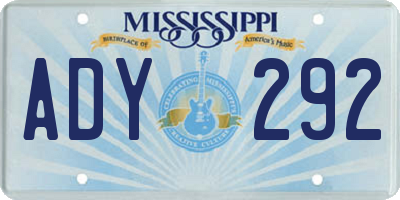 MS license plate ADY292