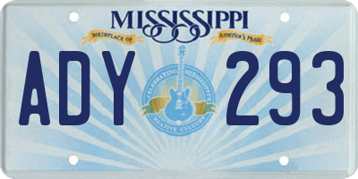 MS license plate ADY293