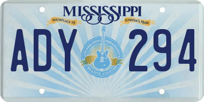 MS license plate ADY294