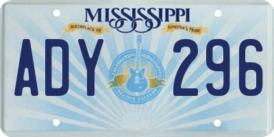 MS license plate ADY296