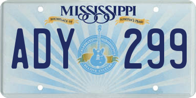 MS license plate ADY299