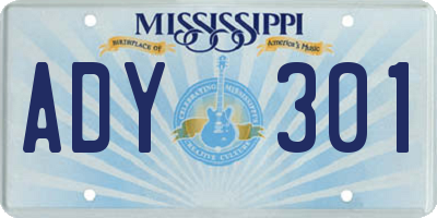MS license plate ADY301