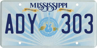MS license plate ADY303